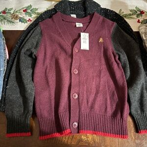 GAP Kids Burgundy and Gray/Black and Gray Cardigan Bundle
